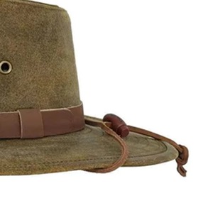 Chapeau de cowboy unisexe vert olive à rayures larges en cuir 56-58CM décontracté pour l'extérieur, la plage, le printemps et l'été pour adultes - Product Image 2
