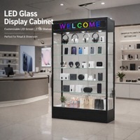 Vitrine LED en verre à 7 niveaux, cadre en aluminium avec écran LED, porte coulissante verrouillable – Meilleures ventes
