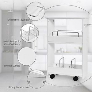 Mobiletto Sottile a 3 Ripiani per Bagno e Soggiorno con Maniglia Comoda - Product Image 5