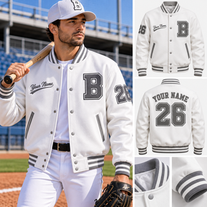 Blouson universitaire unisexe personnalisé pour l'hiver, style baseball, avec col montant, boutons sur le devant, broderie personnalisée, service OEM - Product Image 5