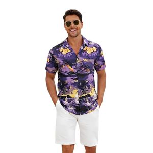Camisa de verano para hombre, camisa de playa con estampado tropical y botones de manga corta - Product Image 1