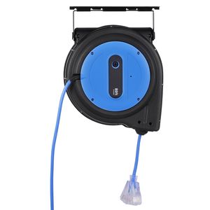 Avvolgicavo retrattile per impieghi gravosi da 80 piedi 12AWG/3C SJTOW, 15 Amp, con presa tripla illuminata, cavi di alimentazione e prolunghe - Product Image 6