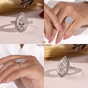 Bague de luxe en or massif 14 carats avec diamant CVD de laboratoire de 4,00 carats, taille poire, clarté VVS2, couleur F, certifiée IGI, pour femme - Product Image 5