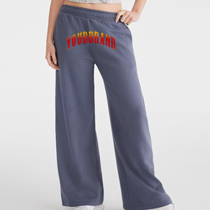 2026 New Arrival Polyester/Cotton Women's Sweatpants Custom Screen Printed Logo Heavyweight Solid <b>Colour</b> Straight Elastic Waist - Product Image 1