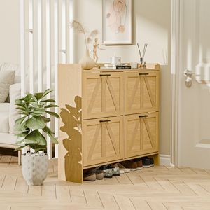 Elegante Zapatero con 4 Cajones, Gran Capacidad para 32 Pares, Organizador de Almacenamiento Oculto, Estante Superior de Exhibición, Acabado Marrón Vintage - Product Image 6