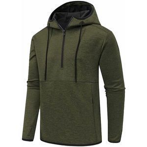 Sweat-shirts et pulls à capuche pour hommes en coton polyester brodé, qualité supérieure, coupe décontractée, manches longues, demi-zip - Product Image 1