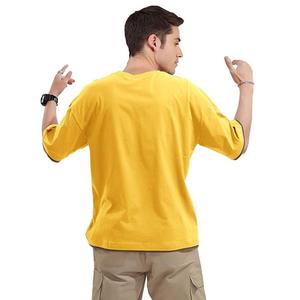 Camiseta amarilla extragrande personalizada – Camiseta unisex de estilo urbano con hombros caídos, corte holgado unisex, impresión de logotipo personalizado - Product Image 5