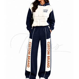 Custom Logo Slim Fit <b>Women</b> <b>Sweat</b> <b>Suit</b> Tracksuit Sets Wholesale Jogger Set Solid 2 Pieces Hoodie and Jogger Set Customized - Product Image 1