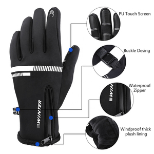 Guantes de Piel de Cabra para Hombre y Mujer, Antideslizantes, para Correr, Ciclismo, Senderismo, Conducción, Esquí, Resistentes al Viento, con Pantalla Táctil, para Deportes de Invierno, Dedos Completos - Product Image 3
