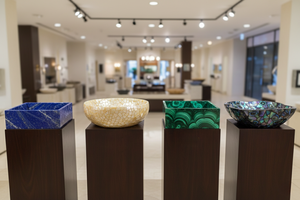 Lavabo sur pied en marbre avec égouttoir, design moderne pour usage en entrepôt - Product Image 3