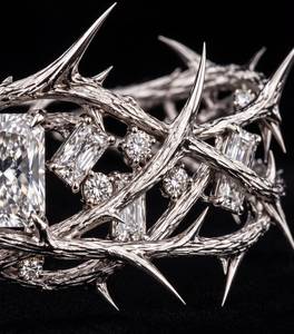 Bracelet couronne de épines plaqué argent, serti de strass, style hip-hop, bijou unisexe, bracelet statement pour mariage, fête, festival - Product Image 3