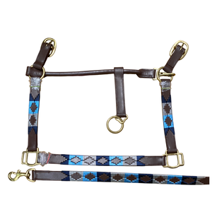 Cabestro de Polo Premium NIDA de Cuero de Búfalo Indio Marrón y Negro, Estilo Europeo, Duradero, con Herrajes de Latón Macizo y Cosido a Mano para Caballos - Product Image 1