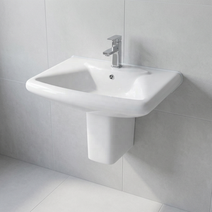 ชุดอ่างล้างหน้าเซรามิกแบบครึ่งขาตั้ง Vistaar สไตล์ยุโรป แบบแขวนผนัง - Product Image 2