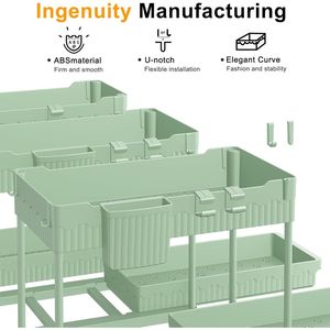 ชุดจัดระเบียบลิ้นชักอเนกประสงค์ 2 ชั้น 3 ชุด สำหรับจัดเก็บใต้ซิงค์ในครัวและห้องน้ำ ลิ้นชักเลื่อนสำหรับจัดระเบียบตู้ - Product Image 3