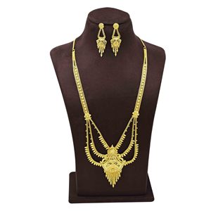 สร้อยคอแฟชั่นสไตล์ดูไบขายส่ง ชุบทอง 14K18K24K ไมครอน ชุดเครื่องประดับเจ้าสาวแบบรานีฮาร์ ดีไซน์แบบดั้งเดิม - Product Image 1