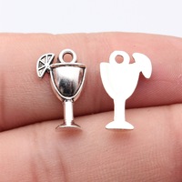 Breloque en alliage argenté en forme de tranche de citron pour verre à cocktail, 17x11mm, pour marqueurs de verres à vin