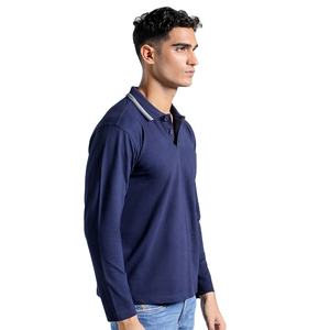 Haute qualité à la mode hommes à manches longues Polo coton Poly mélange doux tissu bouton col coupe classique hommes Polo pour tenue décontractée - Product Image 6