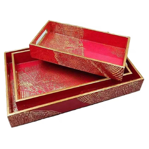 New Design MDF Wooden Serving Trays Trays Special Enamel Coating Serving Tray for Vanity <b>Breakfast</b> - Product Image 6