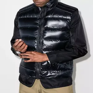Chaqueta de Plumón Negra para Hombre, Cuello Alto, Cierre de Cremallera, Resistente al Viento, Informal, para Invierno, Corte Regular, Color Sólido, Exterior de Nailon - Product Image 4