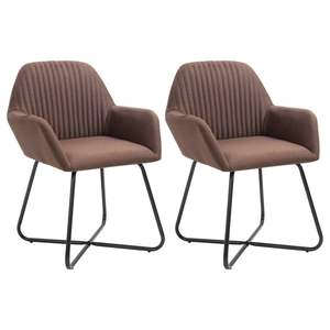 Chaises de salle à manger modernes, pieds en métal rembourrés en polyester marron, design contemporain, lot de 2 - Product Image 1