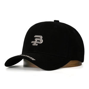 Black Knitted 100% Cotton Breathable <b>Waterproof</b> Seamless Fusing Anti-Wrinkle Pocket Baseball <b>Cap</b> Solid Color Casual Style Men's - Product Image 1