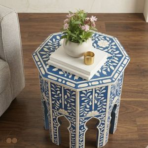 Bone Inlay <b>Storage</b> Nightstand Side <b>Table</b> Irregular Bedside <b>End</b> <b>Table</b> Modern Luxury Farmhouse Bedroom Accent Furniture - Product Image 2