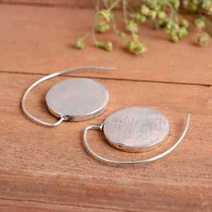Handmade 925 Sterling <b>Silver</b> Disc Hoop <b>Earrings</b> Boho & Hippie Circle Dangle <b>Wedding</b> Gift Custom Jewelry Manufacturer - Product Image 2