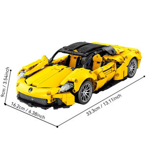 Set de Bloques de Construcción de Auto Deportivo Amarillo 8612A, Bloques de Vehículo de Carreras Técnicos Creativos para Armar, Juguete de Regalo para Niños y Adolescentes - Product Image 4