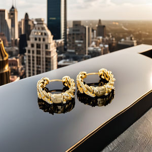 Premium Iced Out Lab Grown Diamond <b>Sterling</b> <b>Silver</b> <b>Hoop</b> <b>Earrings</b>-Gift - Product Image 1