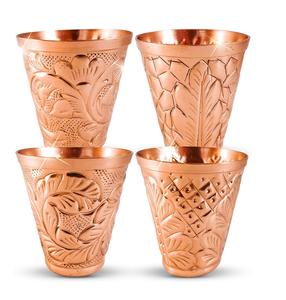 Vasos de Chupito de Cobre Repujado Vintage, Vasos de Metal Hechos a Mano, Artículos de Bar Reutilizables para Tequila, Licor y Whisky - Product Image 1