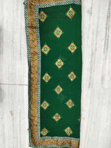 Newest Stunning Green Saree Anti-static Lightweight Florals Pattern Women's - Product Image 2