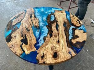 โต๊ะรับประทานอาหารไม้เนื้อแข็งขอบธรรมชาติเคลือบอีพ็อกซี่เรซิ่นสีดำ โต๊ะประชุมสำหรับห้องประชุม - Product Image 2