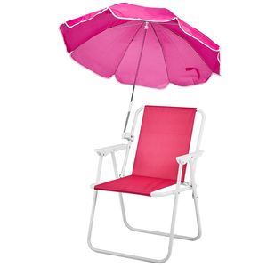 Sedia da Spiaggia Pieghevole Leggera e Portatile con Ombrello per Adulti, Capacità 120 kg, in Tessuto Oxford per Viaggi, Picnic e Concerti - Product Image 1