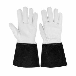 Gants de soudage TIG en cuir de buffle et croûte de vache, protection industrielle des mains, ignifuges, pour la lutte contre les incendies et le barbecue - Product Image 6