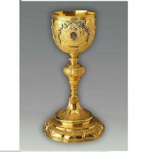 Hot Selling Chalice Brass Color Also Customized With Etching Design Chalice is handmade high-quality brass church supplies - Product Image 1