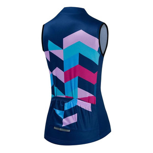Maillot de cyclisme sans manches pour femme, motif géométrique, bleu, rose, violet, coupe-vent, respirant, gilet de vélo, haut de performance pour le cyclisme - Product Image 2