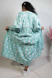 Femmes filles imprimé pur coton Maxi robe indien bloc imprimé décontracté été soirée à la mode en gros longue Midi en vrac - Product Image 4