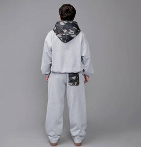 Ensemble de survêtement pour homme en molleton de coton 345G avec poches zippées, idéal pour le sport d'hiver et le jogging en extérieur, faible MOQ - Product Image 2