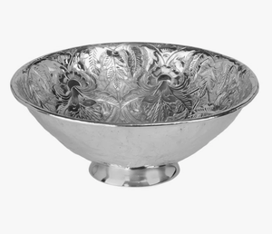 Saladier moderne pour fruits, style piédestal, design gravé, style américain, bols et plats de service en métal, fournitures pour événements - Product Image 1