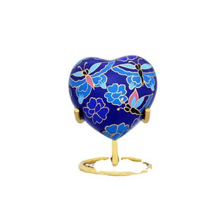Papillon coeur urne souvenir-petit coeur crémation avec support et boîte-bleu Mini urne avec papillons-Honore votre bien-aimé - Product Image 1
