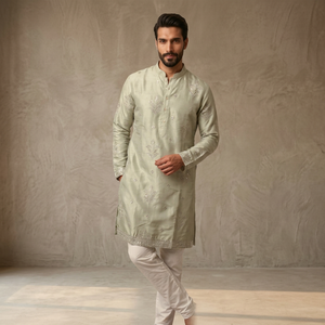Ensemble Kurta Pyjama en Soie Terre pour Homme, Coupe Classique, Style Traditionnel Indien et Pakistanais, Vente Chaude, Fournisseur Indien - Product Image 1