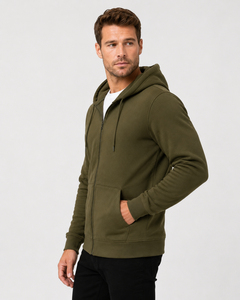 Mens <b>zip</b> <b>hooded</b> outerwear offering durable comfort soft texture and easy movement for everyday casual streetwear styling - Product Image 4
