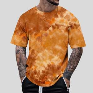 T-shirts tie-dye sur mesure OEM pour hommes, col rond oversize, 100% coton, haut décontracté, grandes tailles, coupe ample, confortable, t-shirt d'été - Product Image 6