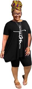 Nuevo Estilo, Conjunto de Dos Piezas de Camiseta con Pedrería Resistente y Pantalones Cortos Casuales para Mujer, Talla Grande, Exportación B0144 - Product Image 2