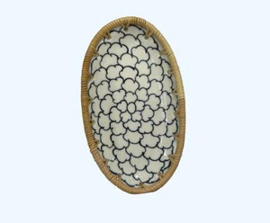 Assiette à dessert écologique en bambou, style vintage, support pour salade de fruits, plateau ovale en rotin, vaisselle florale, ensemble multi-pièces - Product Image 1