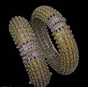 Beautiful Trendy Premium Quality Brass Silver Plated Moissanite Two <b>Set</b> <b>Bangles</b> for Women Party Wedding Collection - Product Image 4