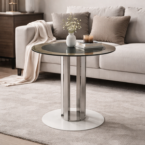 Elegante Mesa de Centro de Diseño con Superficie de Vidrio Tintado y Base Metálica Moderna - Product Image 6
