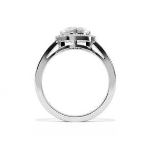 Anillo de Compromiso de Lujo Aarinya para Mujer, con Diamante Cultivado en Laboratorio en Forma de Corazón, Plata de Ley 925, Diseño de Halo Festoneado - Product Image 4