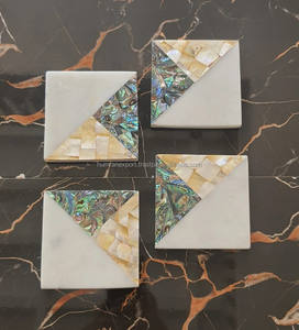 Real MOP Inlay <b>Green</b> Cup <b>Coaster</b> Classic Style Glass Best Price Export From India by Humran for Hotels - Product Image 2