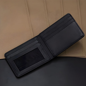 Plain Dark Black Foldable Billfold Practical ID Card Slot Wallet Compact <b>Purse</b> Wholesale Supplier Everyday Useful Item <b>For</b> <b>Men</b> - Product Image 2